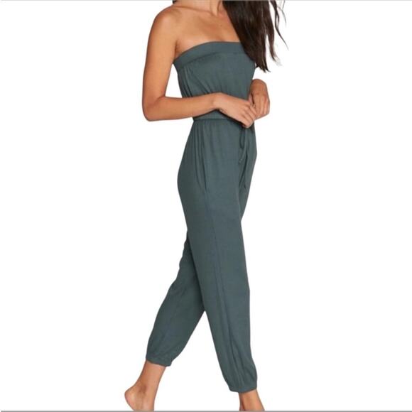 Spiritual Gangster Carmela Green Ribbed Cinched Strapless Jumpsuit XS - Picture 12 of 12